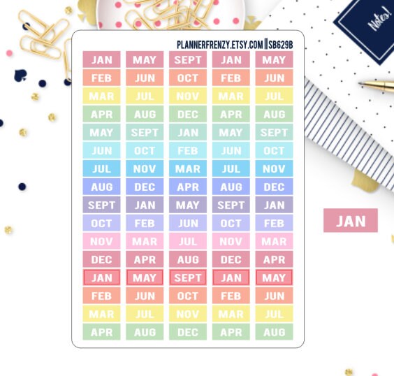 80 Months of the Year Mini Label Planner Stickers Choose Your Etsy