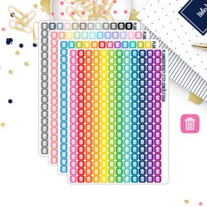 216 Tiny Square Trash Can / Garbage Icon Planner Stickers! Choose your Sheet!