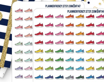 77 Doodle Running Shoe Planner Stickers! Choose from Rainbow or Pastel Sheets! HF147