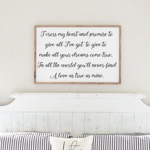 I Cross My Heart Song Lyrics | Framed Wood Sign, Anniversary Gift