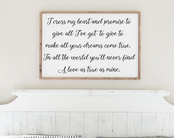 I Cross My Heart Song Lyrics | Framed Wood Sign, Anniversary Gift