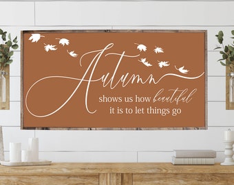 Framed Fall Wood Sign, Autumn Quote Wall Decor