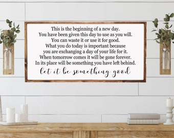 This is the beginning of a new day sign, Motivational Quote, Inspirational Quote Signs, Framed wood sign, Home Wall Decor Living Room Signs