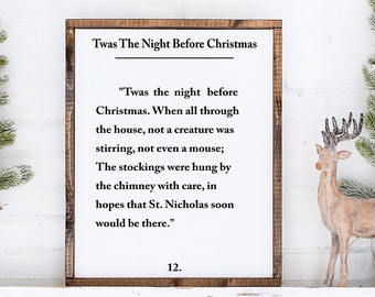 Twas The Night Before Christmas Sign | Framed Holiday Wood Sign