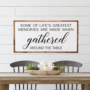 dining room sign | the fondest memories are made gathered sign | dining room wall decor | sign for kitchen | farmhouse decor | gather sign