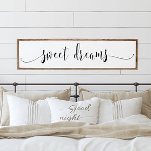 Sweet dreams sign | bedroom wall decor | Primary bedroom decor | wood framed signs | bedroom wall art | master bedroom sign | bedroom signs