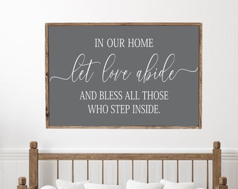 Framed Wood Sign, Let Love Abide, Entryway Wall Decor