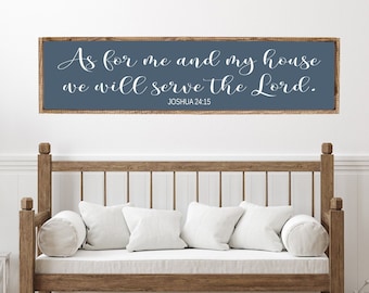 As for me and my house we will serve the Lord, Framed Wood Sign, Home Wall Decor, Bible Verse Sign, Christian Sign, Joshua 24:15 Quote