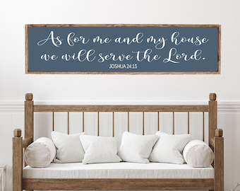 Framed Wood Sign, Joshua 24:15 Bible Verse, Christian Home Decor