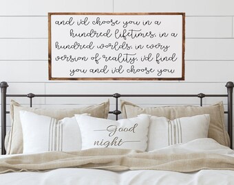 Love Quote Wood Framed Sign, Bedroom Wall Decor