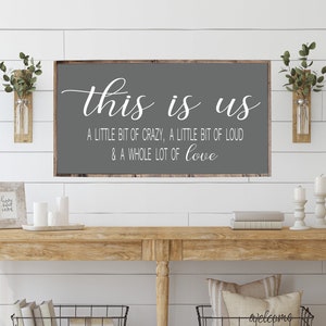 This is us, Framed Wood sign, Family Quote Sign, Large Wall art, Above Couch Decor, Family love sign, Living Room signs, Home Decor Gift