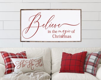 Believe in the magic of Christmas | Framed Wood Signs | Christmas Signs | Holidays Sign | Christmas Wall Decor | Christmas Wood Sign | Decor