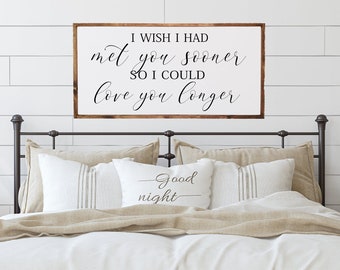 Love Quote Framed Wood Sign, Over the Bed Decor