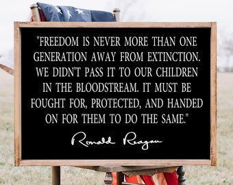 Ronald Reagan Freedom Quote Sign | Patriotic Military Wall Decor