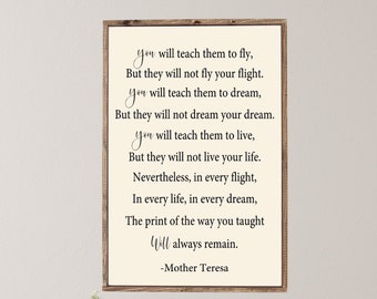 Mother Teresa Quote Sign, Inspirational Wood Framed Wall Decor