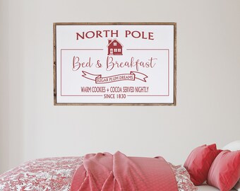 North Pole Bed & Breakfast | Framed Wood Signs | Christmas Signs | Christmas Home Decor |Christmas Wall Decor | Christmas Decoration | Gift