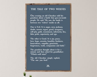 The Tale of Two Wolves, Framed Wood Sign, Book page Sign, Inspirational Quote Sign, Home Wall Decor, Signs for Home, Livingroom Wall Decor