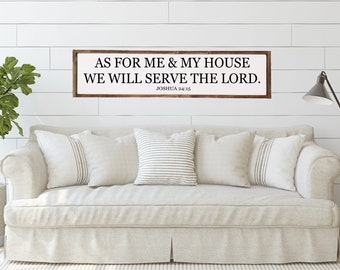 Joshua 24:15 Framed Wooden Sign | Christian Home Decor
