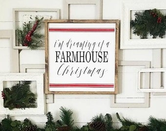 Farmhouse Christmas Wood Framed Sign | Holiday Wall Decor