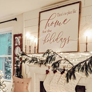 Framed Christmas Wood Sign | There's No Place Like Home