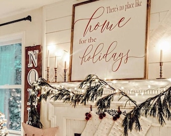 Framed Christmas Wood Sign | There's No Place Like Home