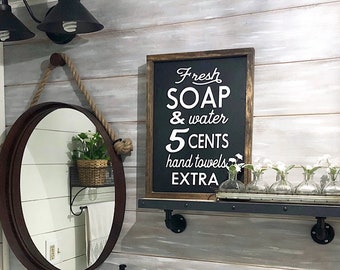 Fresh Soap and water sign | wood bathroom sign | Farmhouse Bathroom Sign | Bathroom wall Decor | Bathroom Signs | Rustic Bathroom signs