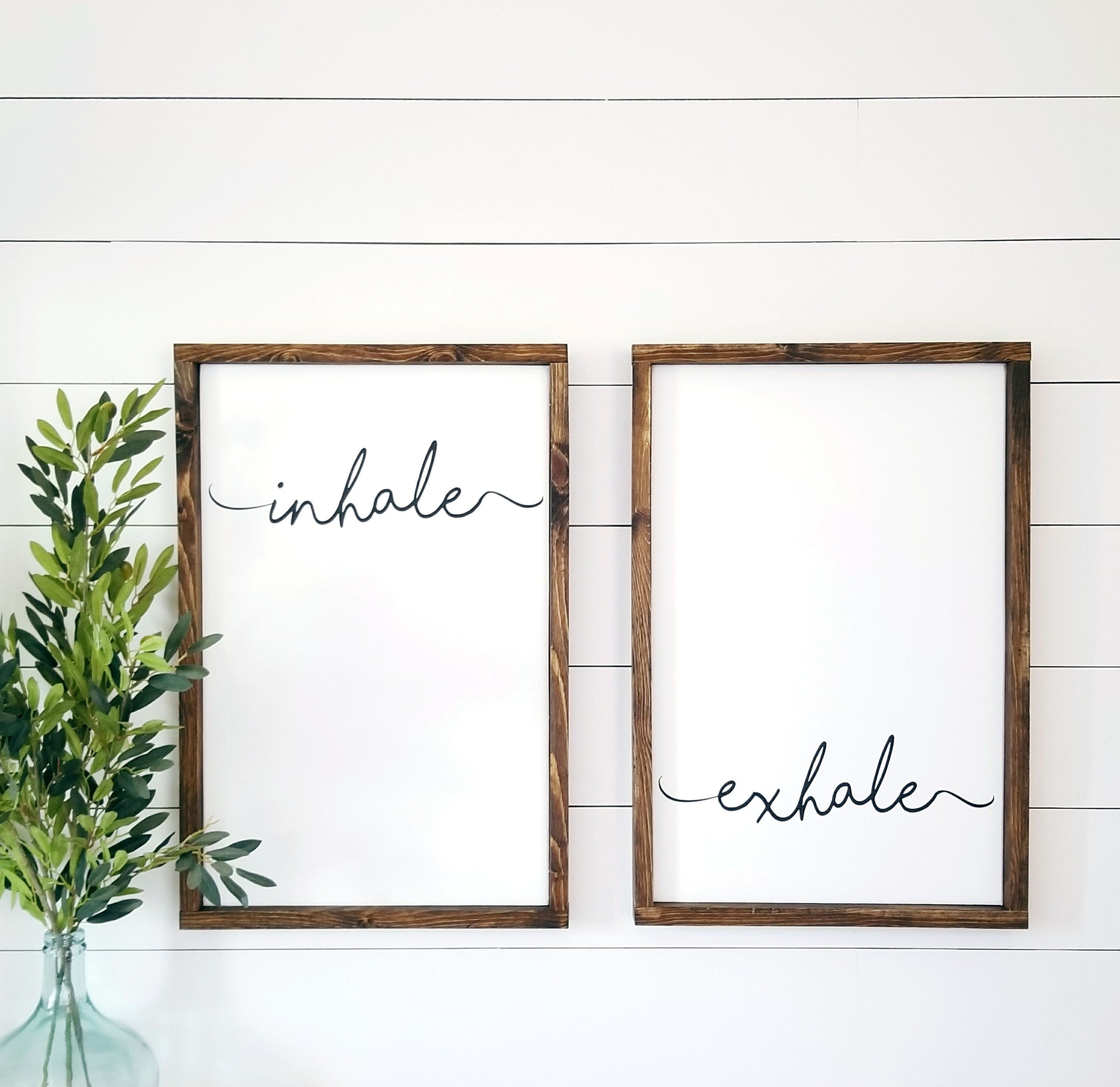 Inhale Exhale Set of Wall Decor | Large Set of Wood Signs | Bedroom Wall Art | Home Decor | Bedroom Decor | Farmhouse Style Wall Decor