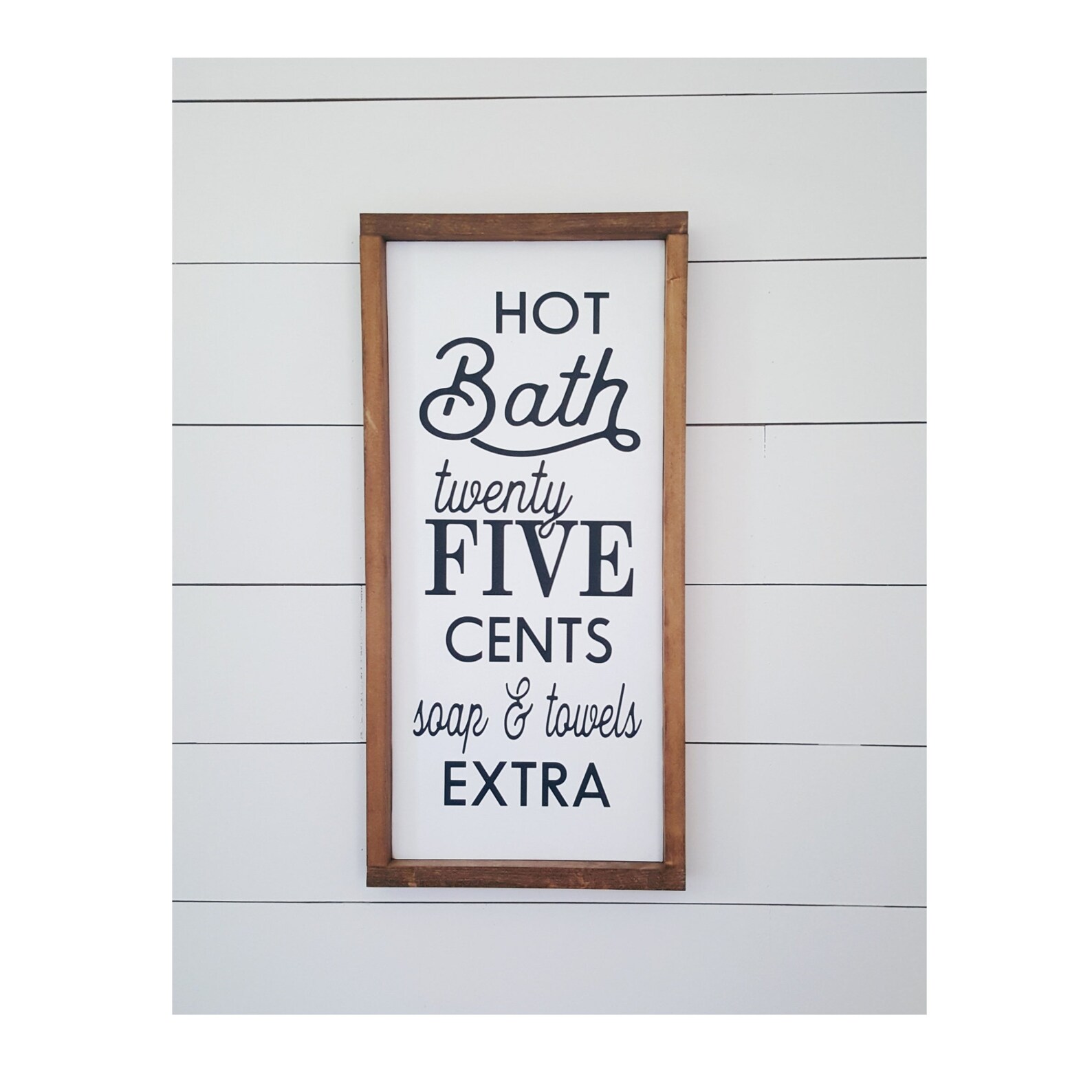 Hot Bath 25 Cents Wood Bathroom Sign Bathroom Decor Etsy