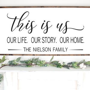 This Is Us, Framed Wood Sign, Family Name Sign, Custom Family Sign, Signs for Home, Living Room wall Sign, Gift For Home, Entry Way Decor