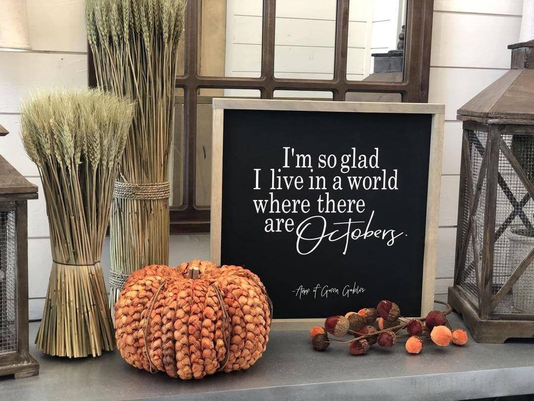 October Sign Print Fall Sign, October Quote, Wood Framed Autumn Decor - Etsy
