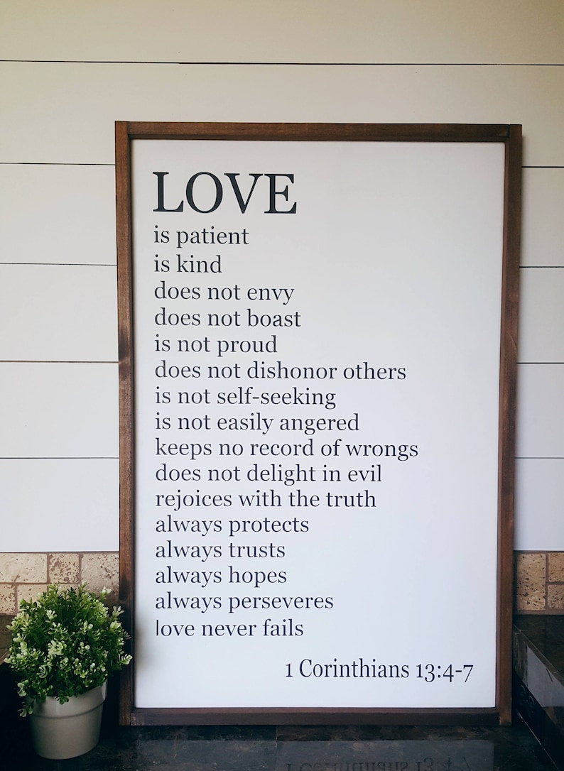 Bedroom Wall Decor Love is Patient Love is Kind Sign Etsy