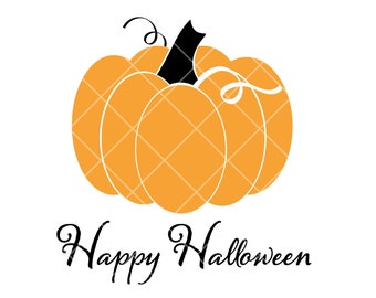 Happy Halloween Pumpkin SVG - Halloween SVG - SVG Cutting and Print File - Silhouette or Cricut Cuttings File - Instant Download
