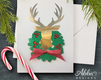 Christmas Deer with Wreath - SVG - cut file - Instant Download