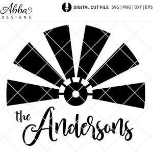 Farmhouse Half Windmill Customize SVG - Farmhouse SVG - Rustic Windmill Blades - Silhouette svg file - Cricut svg file - Cut file