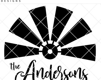 Farmhouse Half Windmill Customize SVG - Farmhouse SVG - Rustic Windmill Blades - Silhouette svg file - Cricut svg file - Cut file