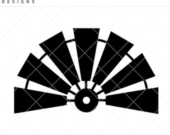 Farmhouse Windmill Line Art SVG – Rustic Cut File (Digital Download)