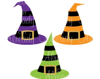 Witch Hat Striped, 3 witch hats, Halloween SVG, Cricut SVG file, Silhouette, Halloween cut file, Instant Download