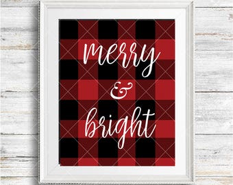 merry & bright printable - merry bright - Christmas printable - Xmas Printable