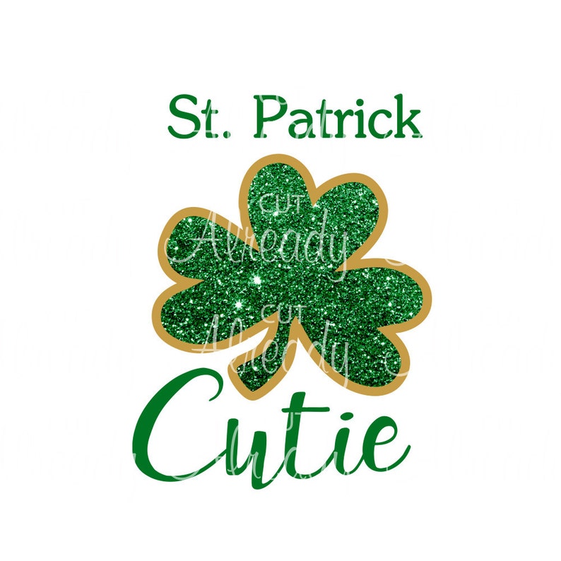 St Patrick Cutie Baby Onesie Instant Digital Download Sticker HTV Decal image 1