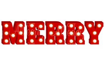 Merry Marquee Letter Printable, Merry Jpeg, Merry Print and Cut,  Instant Download