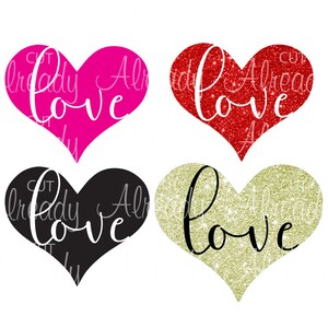 4 Love Hearts - Valentine&#39;s Day - Printable - Cut File - SVG Instant Digital Download - Silhouette - Cameo - Cricut - Decal