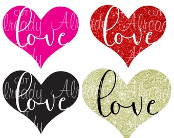 4 Love Hearts - Valentine's Day - Printable - Cut File - SVG Instant Digital Download - Silhouette - Cameo - Cricut - Decal