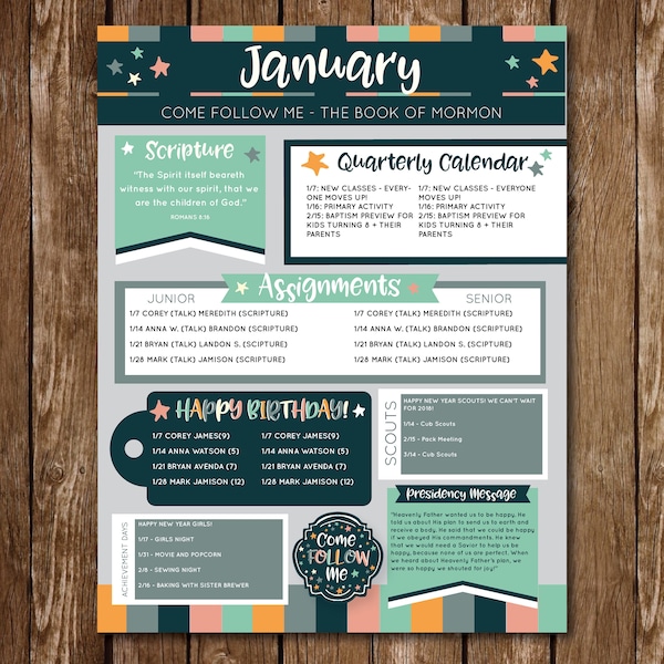 PRIMARY NEWSLETTER || Primary || Monthly Newsletter || Come Follow Me ||  Acrobat or CANVA || Completely Editable Text