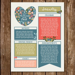 YOUNG WOMEN newsletter || 2023 YW || Newsletter || I Can Do All Things Through Christ ||  Instant Download || Editable Text