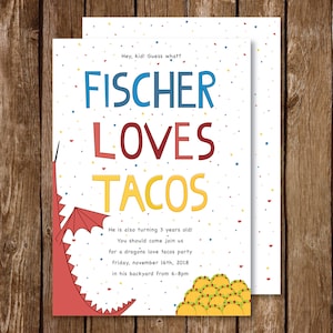 DRAGONS LOVE TACOS Party || Taco Party || Birthday Fiesta || Hey Kid || Digital Files