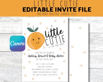 Uma gracinha está a caminho || Arquivo Canva editável || Chá de bebê || Chá de gracinha || Uma gracinha está a caminho ||