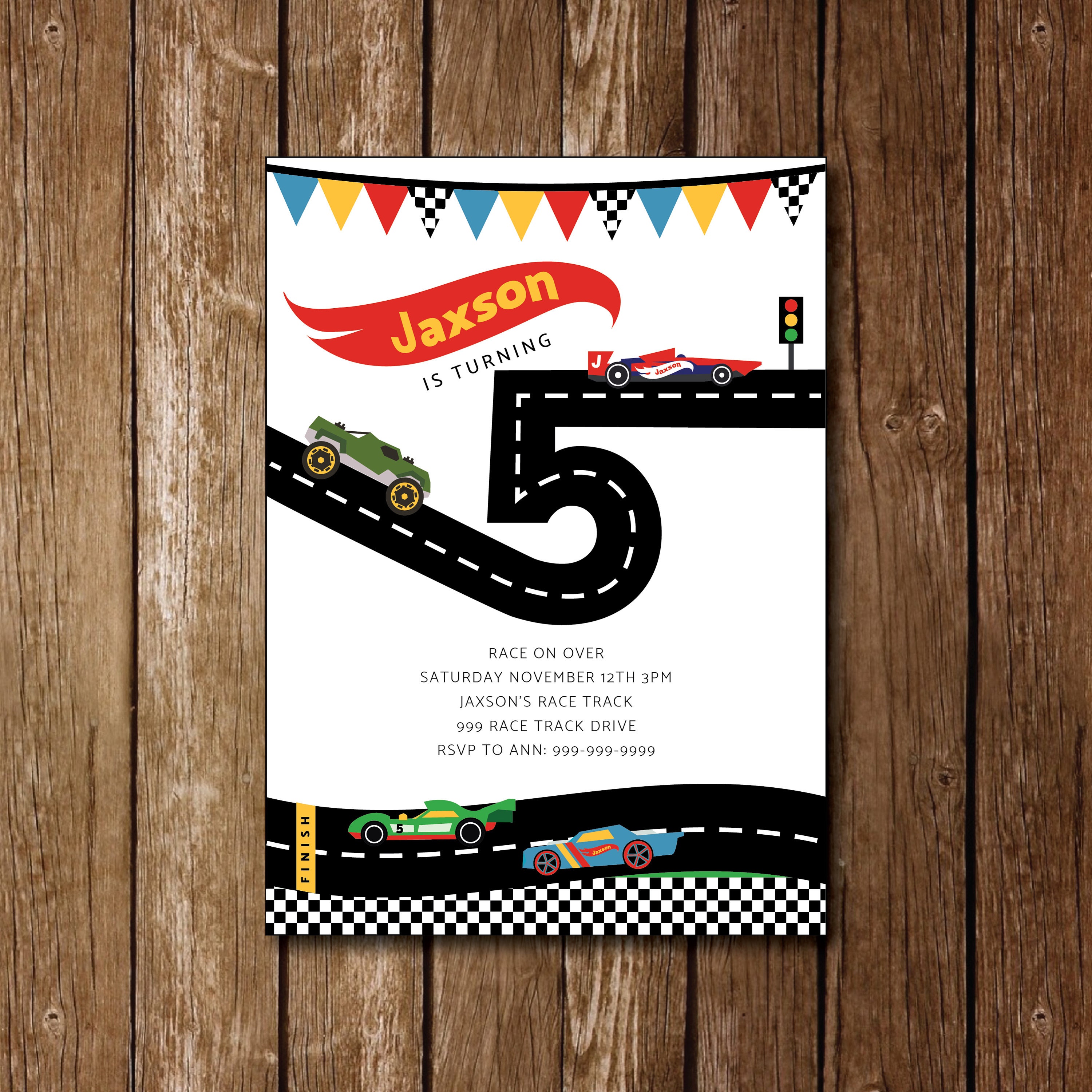 Digital Car Party Invite + Dateien || Rennwagen || Rennparty || Geburtstagsparty || Rennen auf Over || Digitale Datei