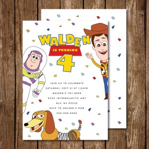 Toy Story Birthday Invite || Toy Story 4 || Toys || Woody || Buzz Lightyear || Slinky Dog || Confetti