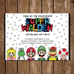 デジタル マリオ パーティ バースデー招待状 + ファイル || マリオ、ルイージ、ピーチ、クッパ、ヨッシー、キノピオ、ガンバ、ブー || スーパー マリオ || レベルアップ