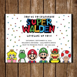 Digital Mario Party Birthday Invite + Files || Mario, Luigi, Peach, Bowser, Yoshi, Toad, Gumba, Boo || Super Mario ||Level Up